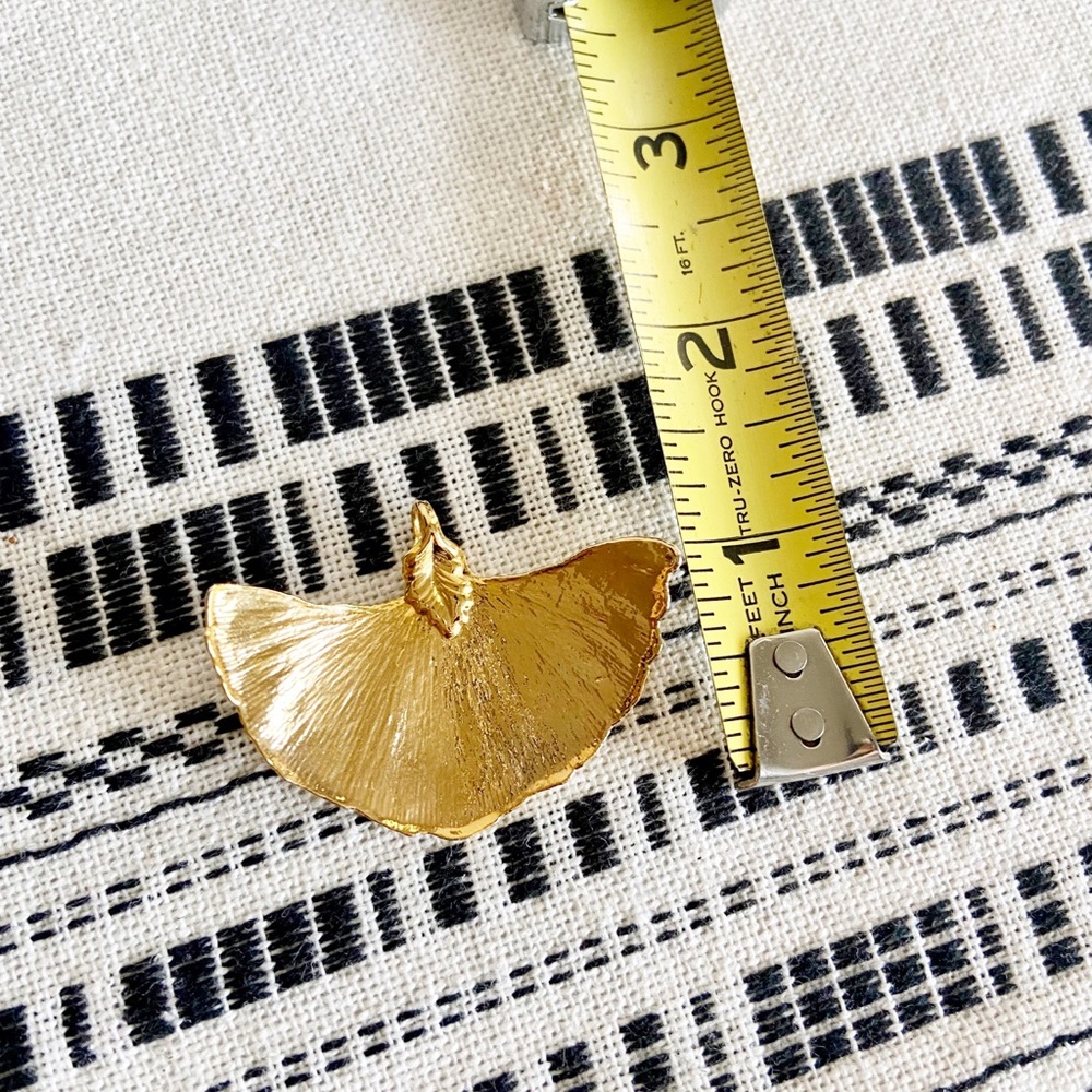 Gold Dipped Gingko Leaf Necklace Charm - image 3